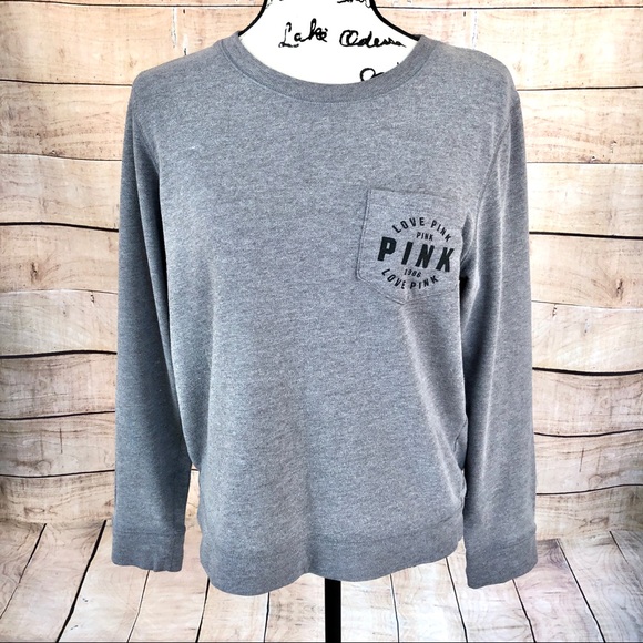 PINK Victoria's Secret Tops - PINK Victoria’s Secret Grey Long Sleeve Top Size S